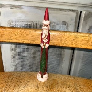 Vintage Christmas Skinny Santa ceramic 7" holiday star initials on bottom Rustic
